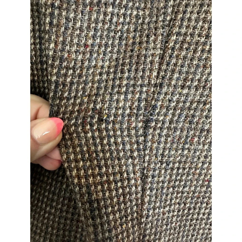 Vintage Arnie Tweed Blazer Mens 46XT Brown Houndstooth Woven Button Sport Coat